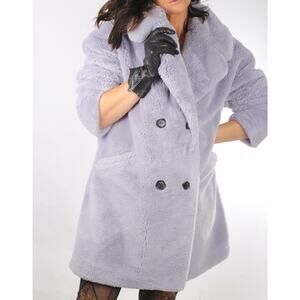 BCBG MAXAZRIA Purple Faux Fur Winter Coat Plush Teddy Statement Women’s Size M